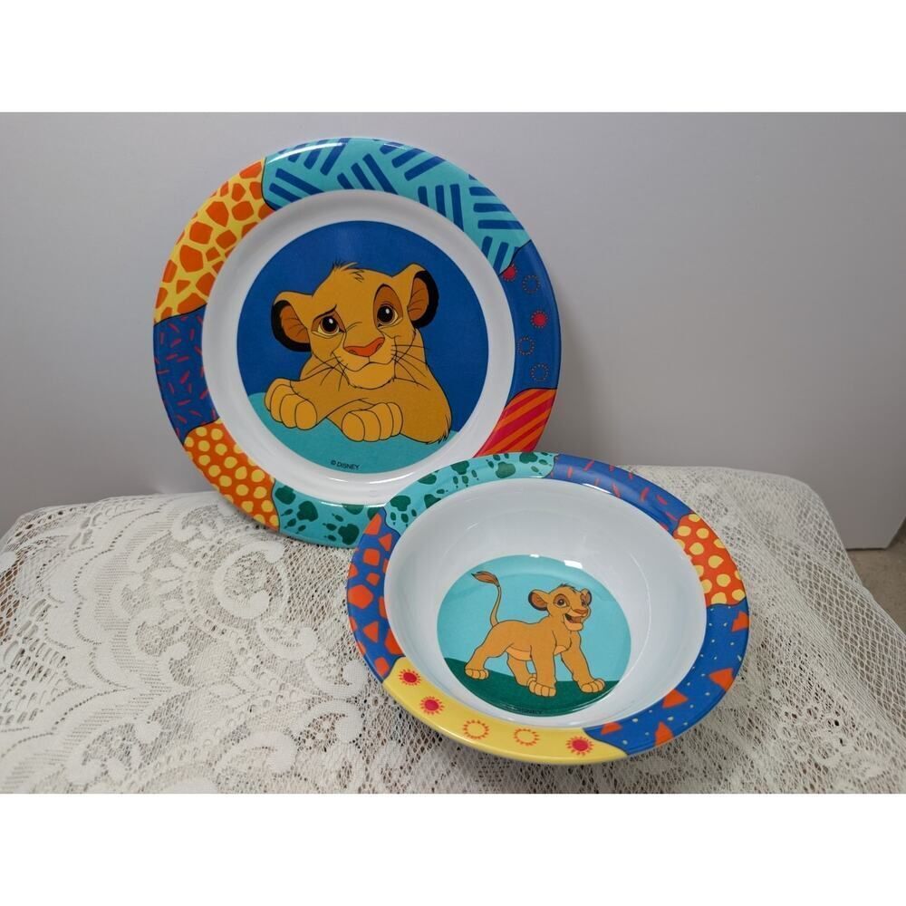 Vintage Kids Selandia Disney Lion King Plate & Bowl Set 90s Multicolored
